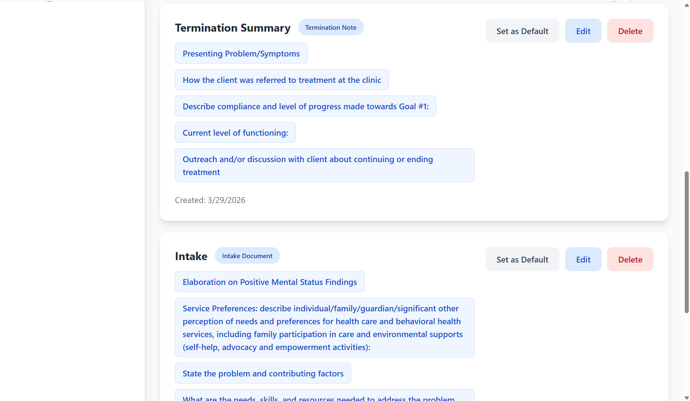 Custom Templates — Termination Summary and Intake